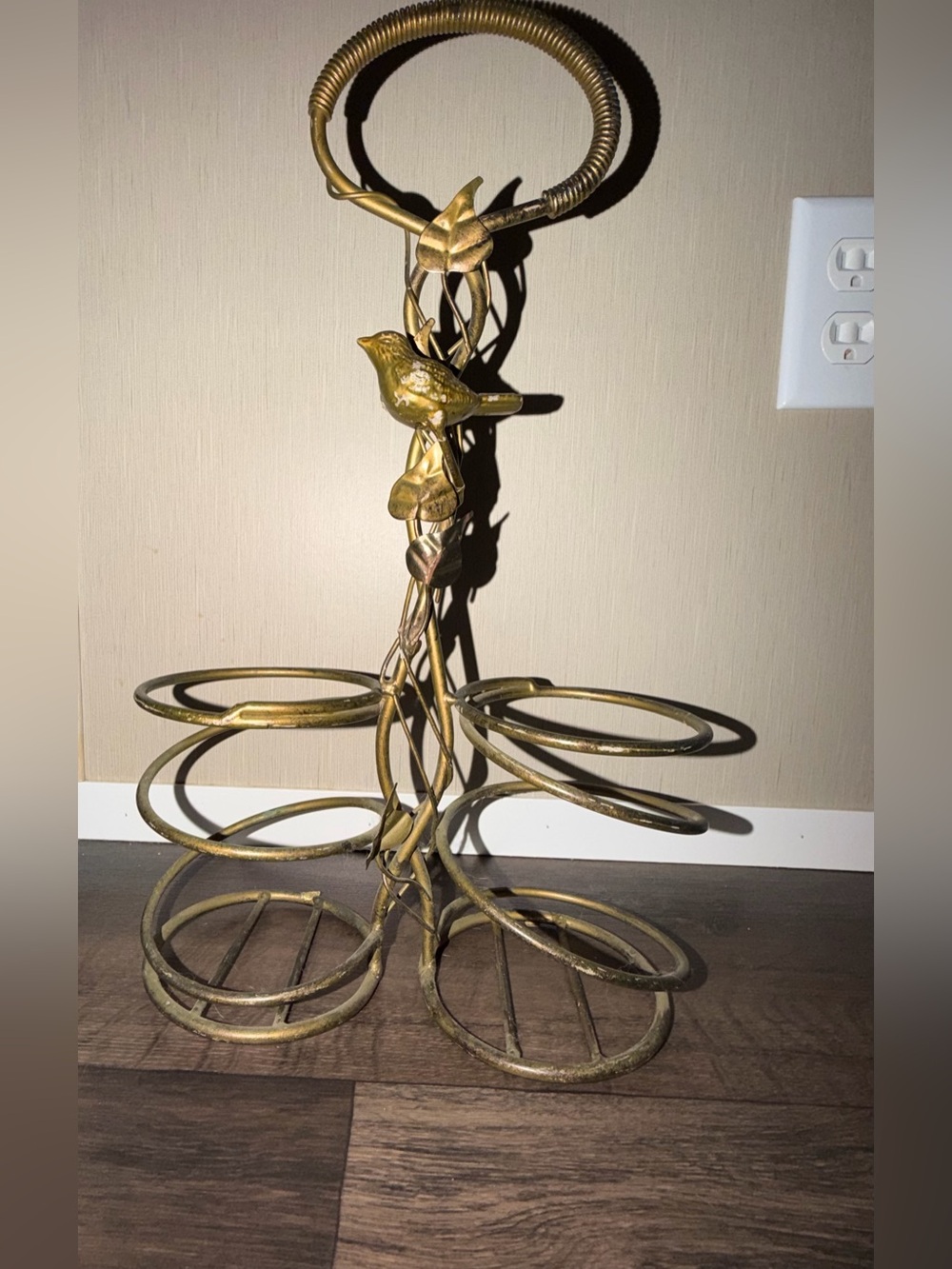 Vintage Brass double wine bottle caddy